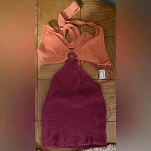 Necessary Clothing Orange and Magenta Halter Dress